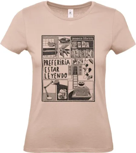 Camiseta Preferiría Estar Leyendo - Rosa - Talla S