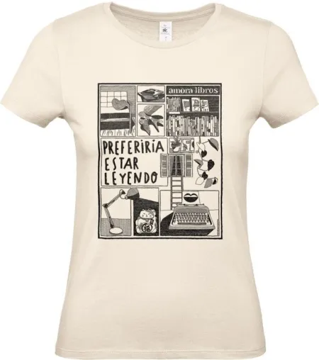Camiseta Preferiría Estar Leyendo - Crudo - Talla M