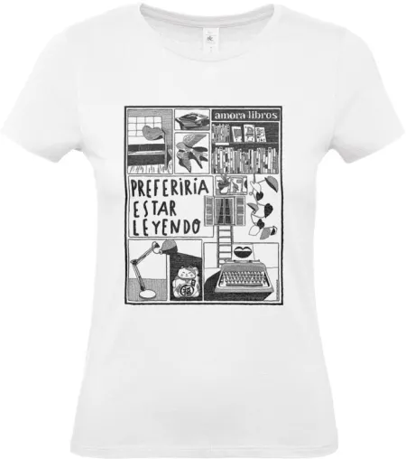 Camiseta Preferiría Estar Leyendo - Blanco - Talla L