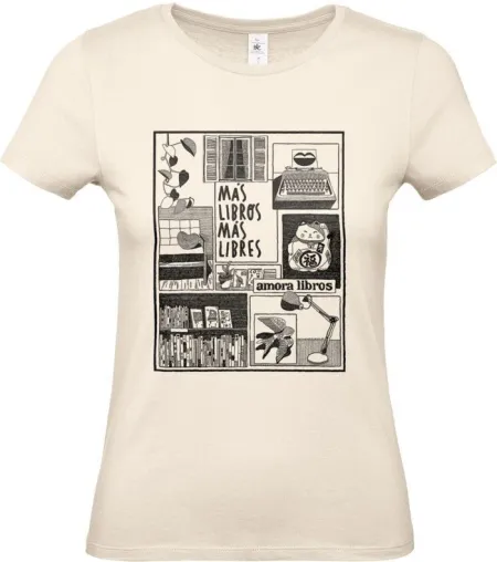 Camiseta Más Libros Más Libres - Crudo - Talla M
